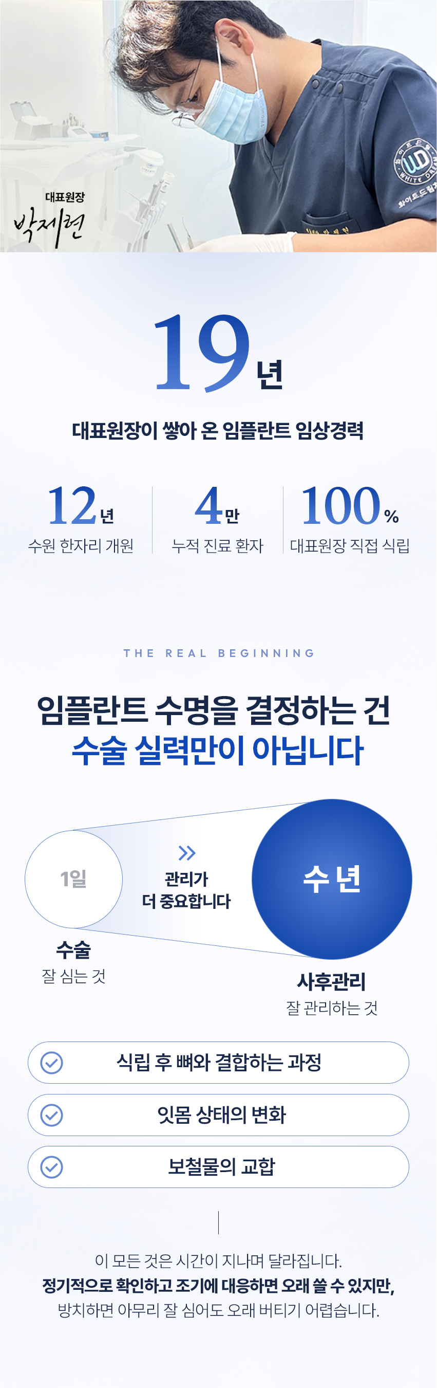 19년 대표원장이 쌓아 온 임플란트 임상경력